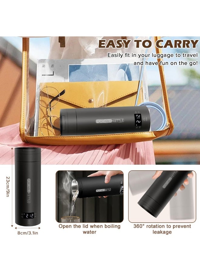 Arabest Portable Electric Kettle for Travel, 500ML Water Boiler Tea Kettle with 4 Variable Presets, 316 Stainless Steel, Auto Shut Off & Boil Dry Protection, for Coffee Milk Tea - Image 4